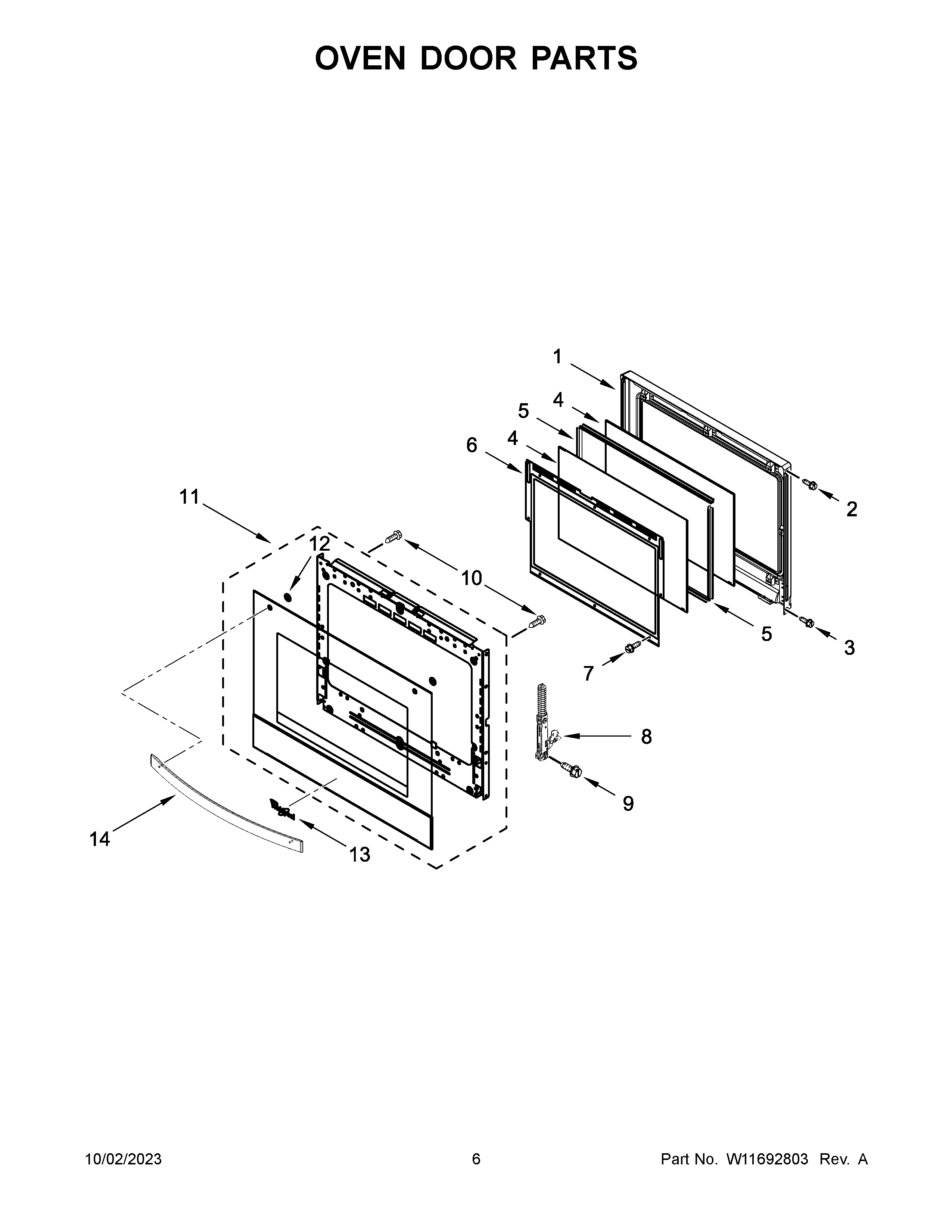 Oven door parts