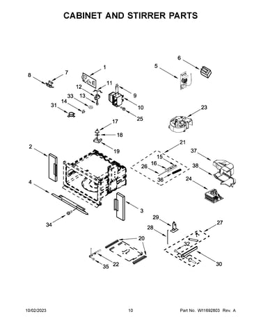 Cabinet and stirrer parts