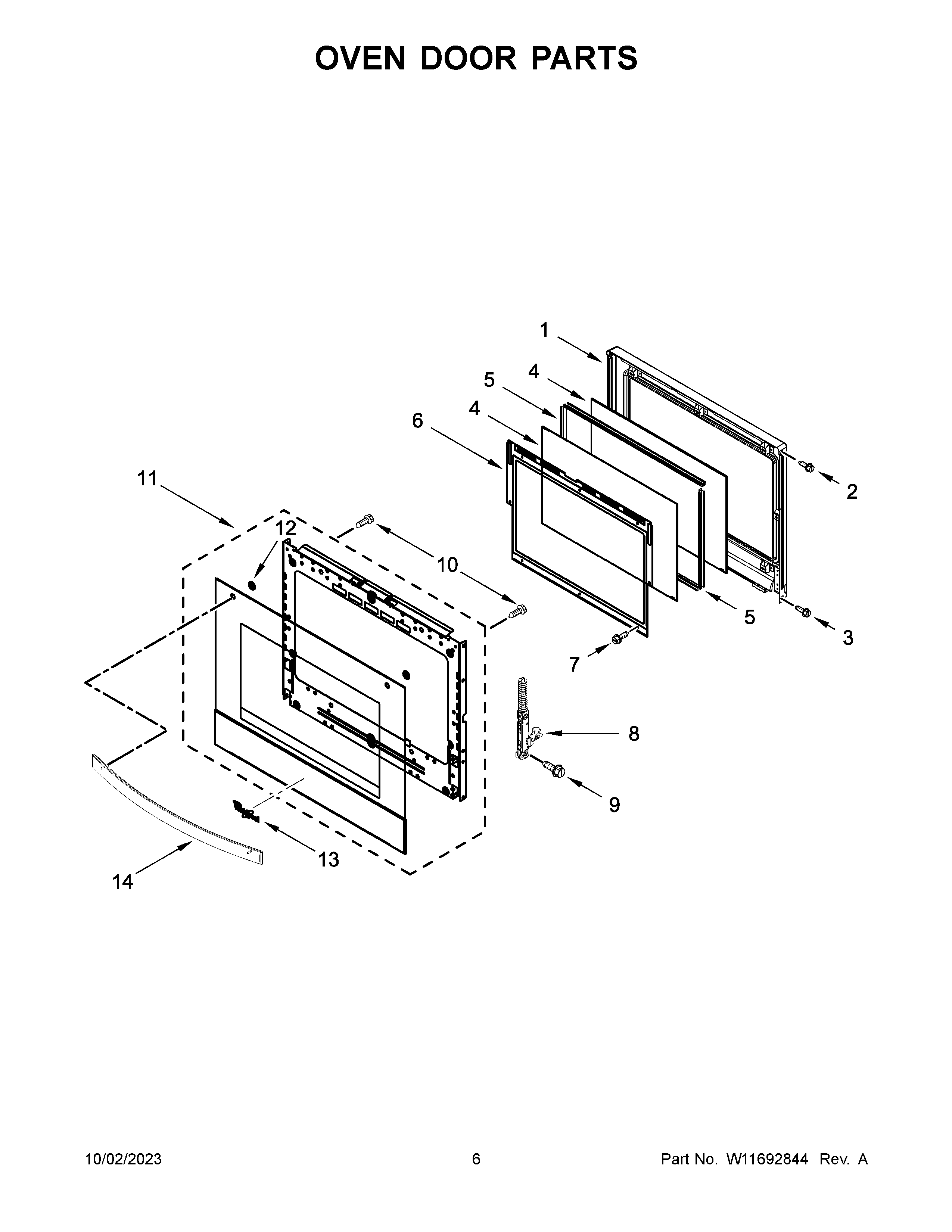 Oven door parts