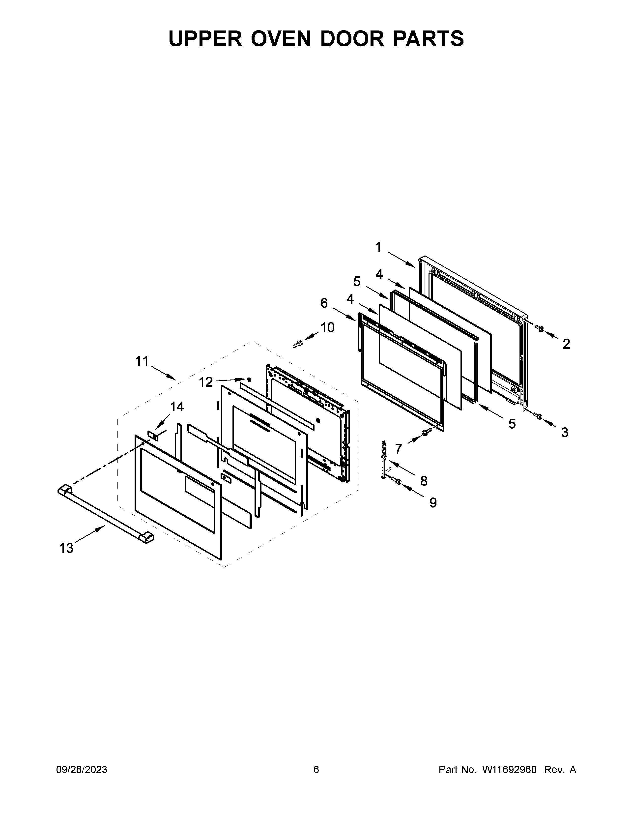 UPPER OVEN DOOR PARTS