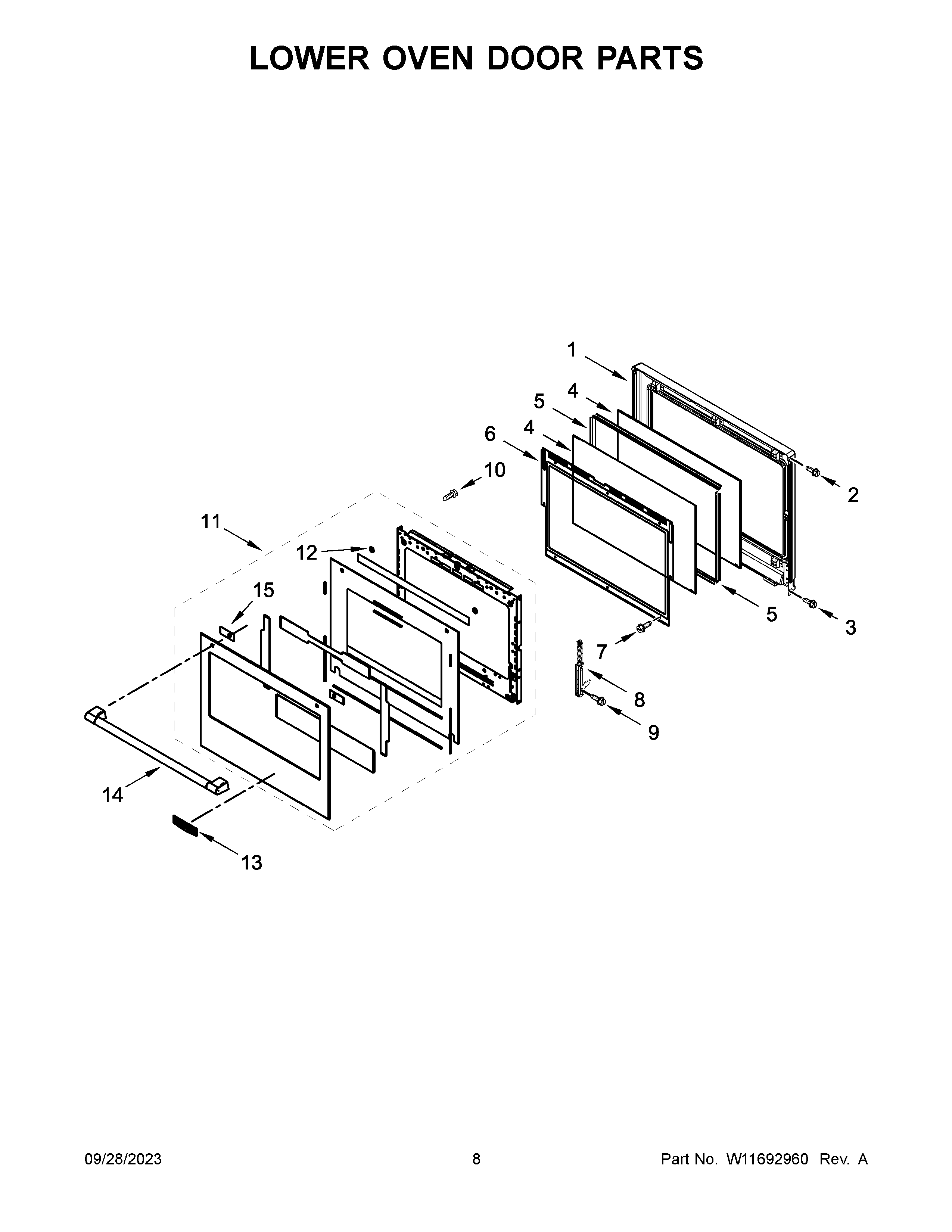 LOWER OVEN DOOR PARTS