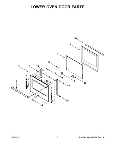 Lower oven door parts