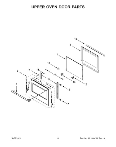 Upper oven door parts