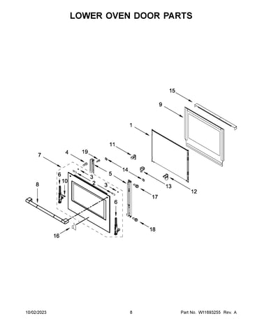 Lower oven door parts