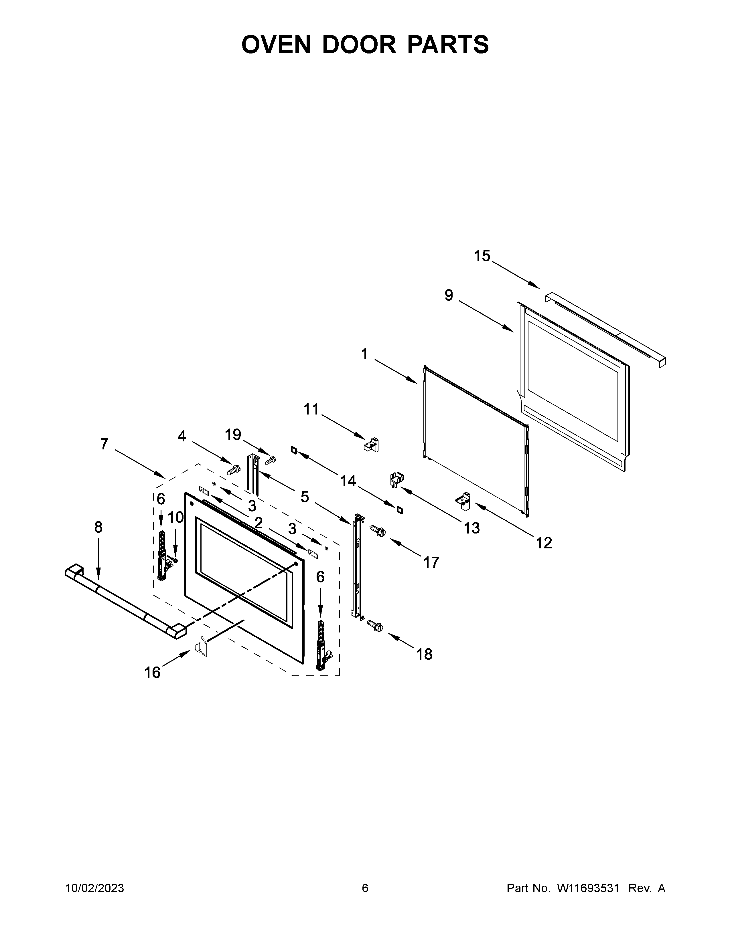 Oven door parts