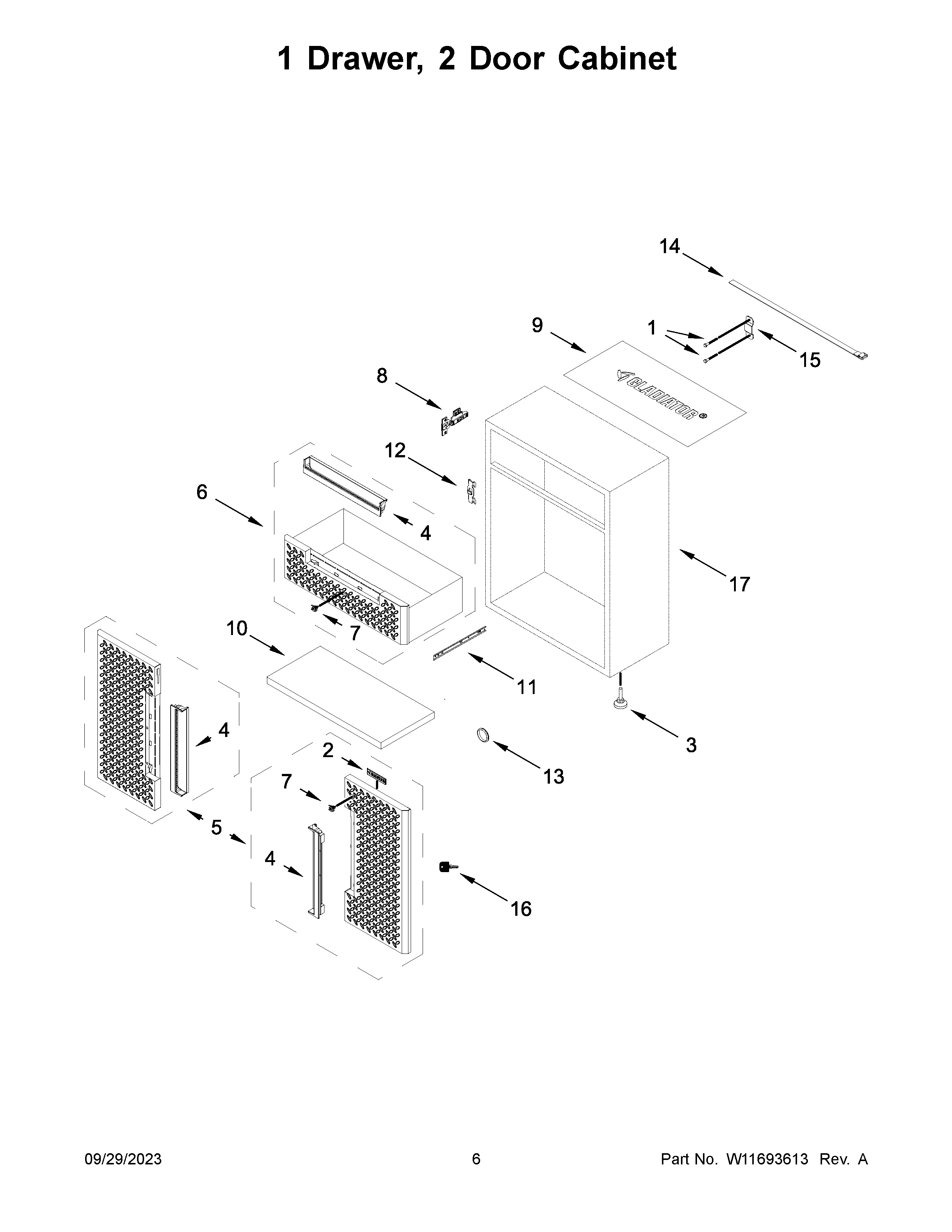 1 drawer, 2 door cabinet