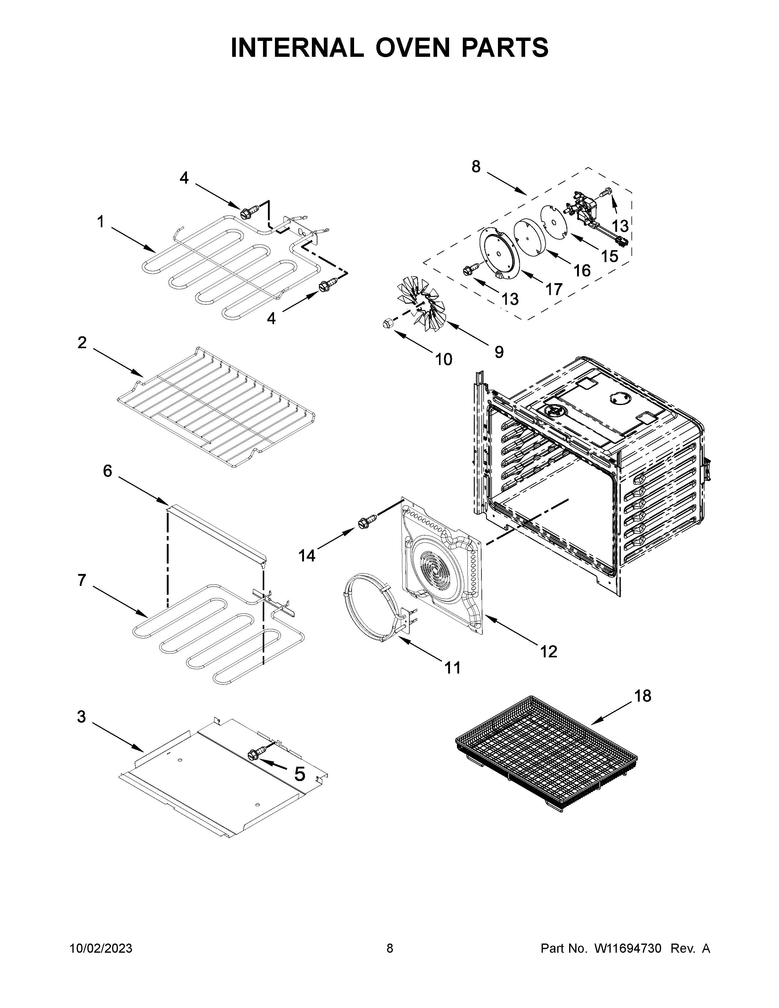 Internal oven parts