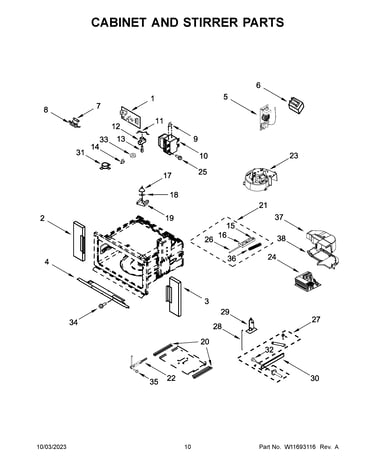 Cabinet and stirrer parts