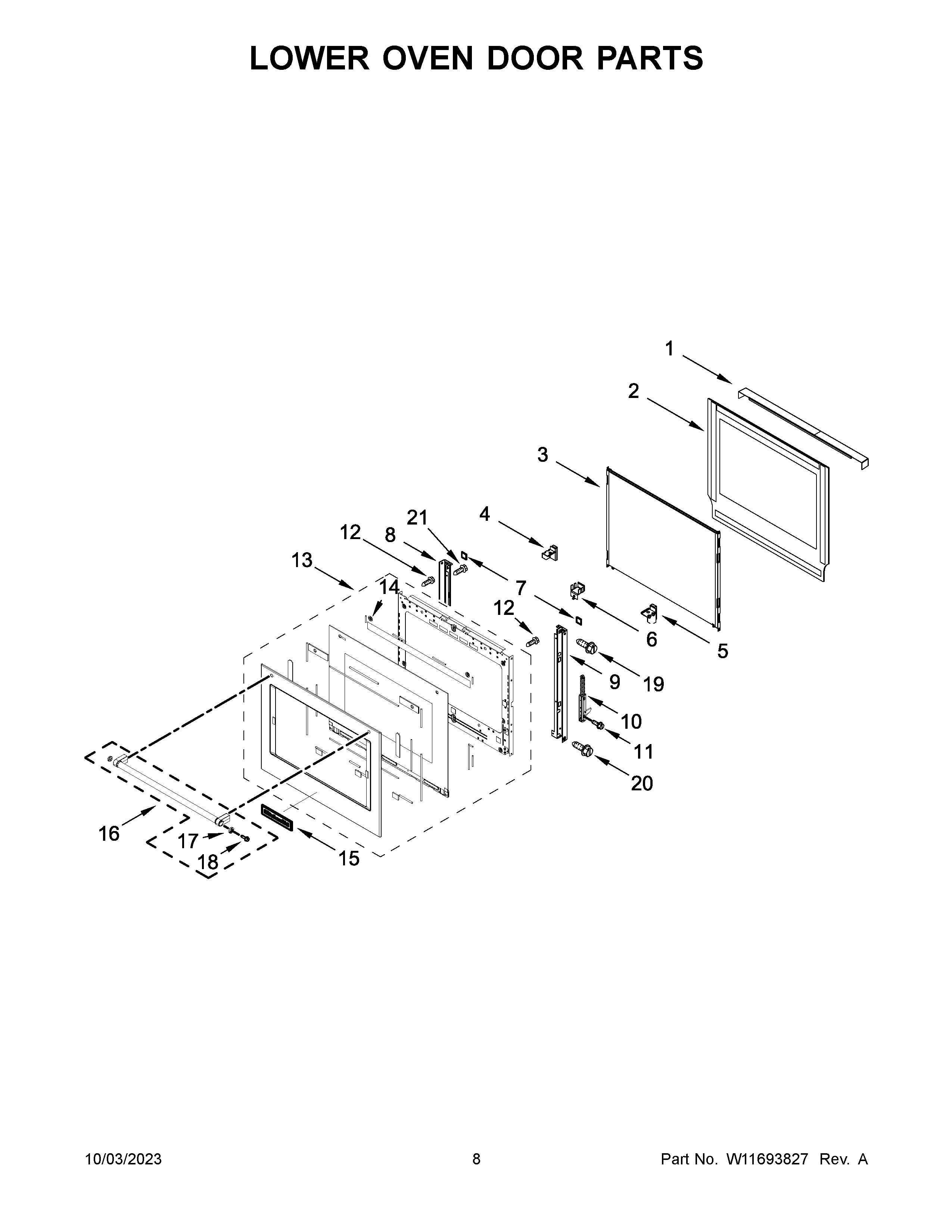 LOWER OVEN DOOR PARTS