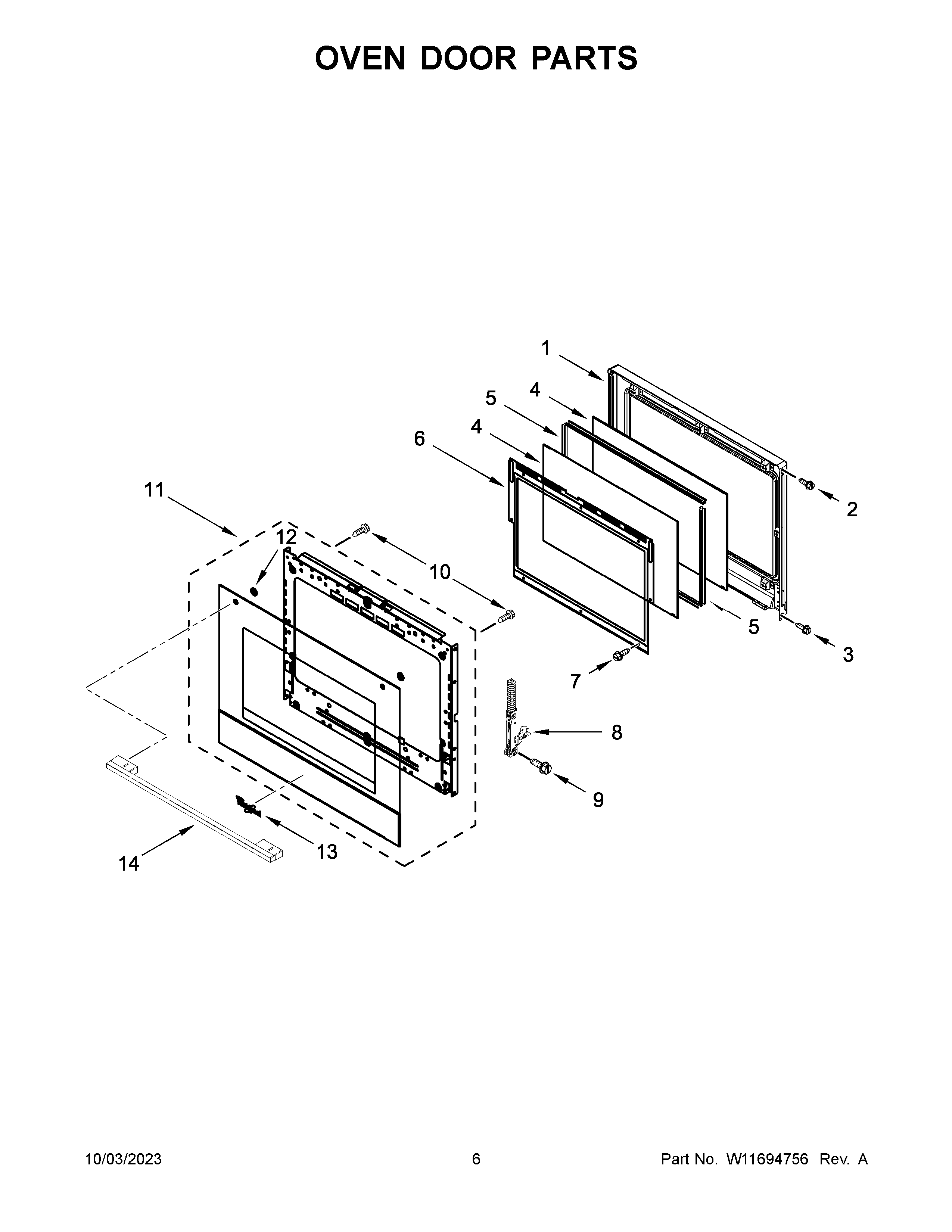 Oven door parts