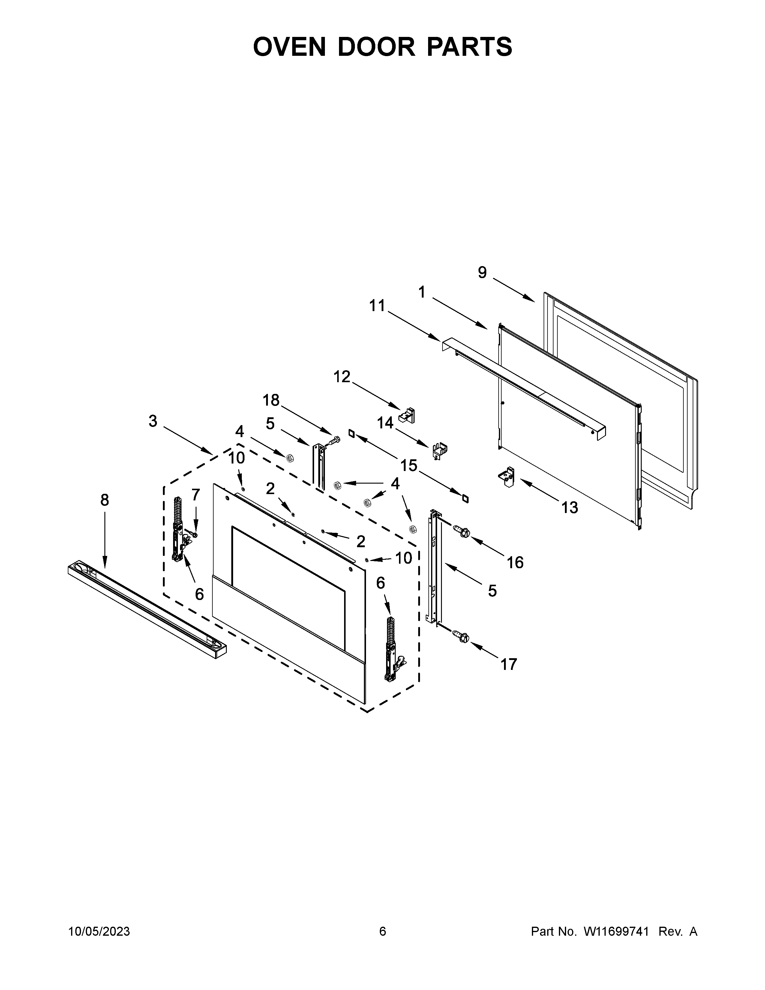 Oven door parts