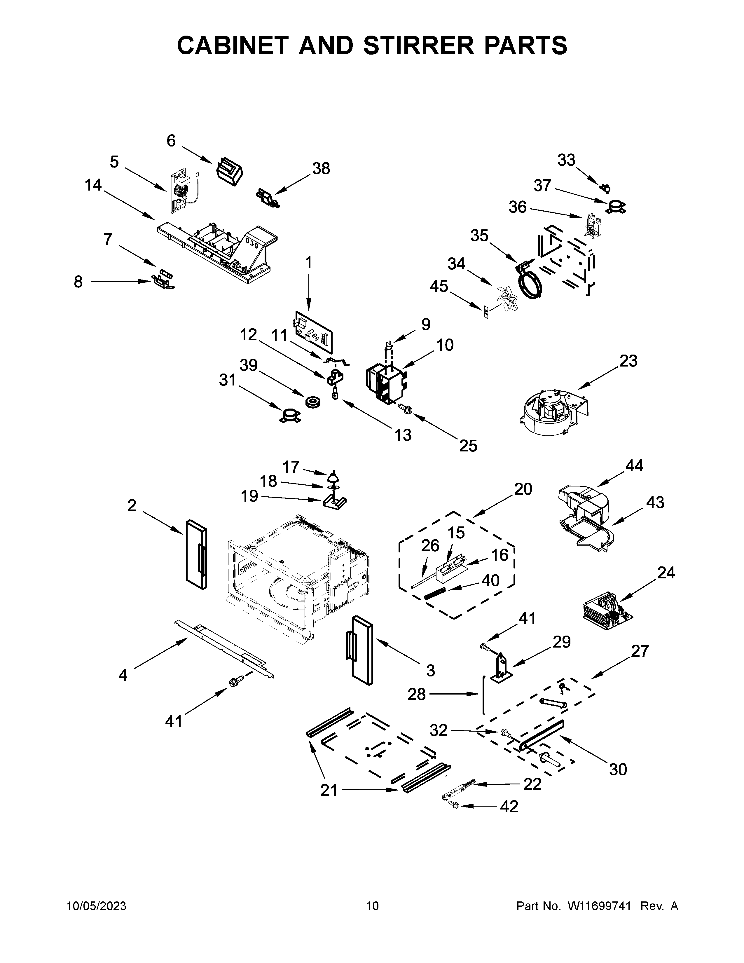 Cabinet and stirrer parts