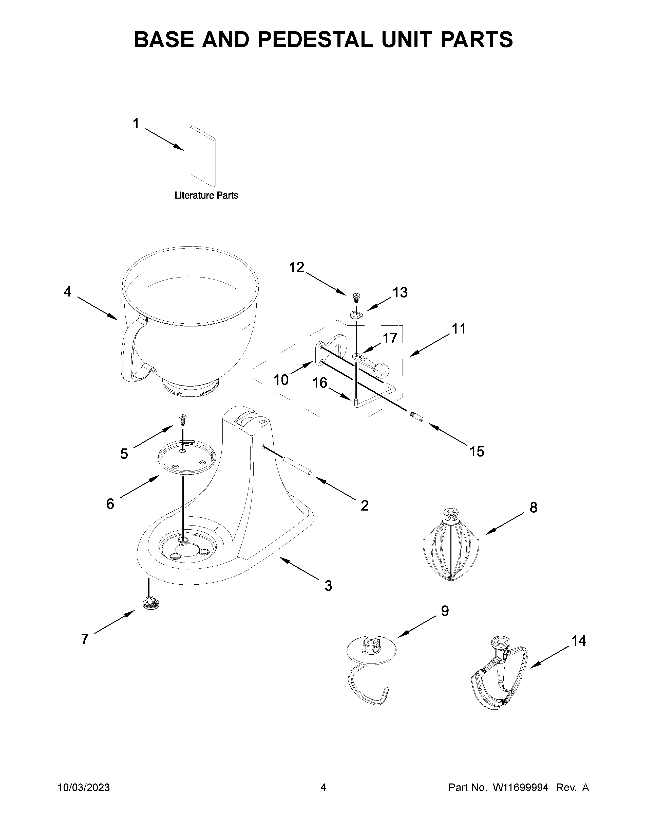 Base and pedestal unit parts