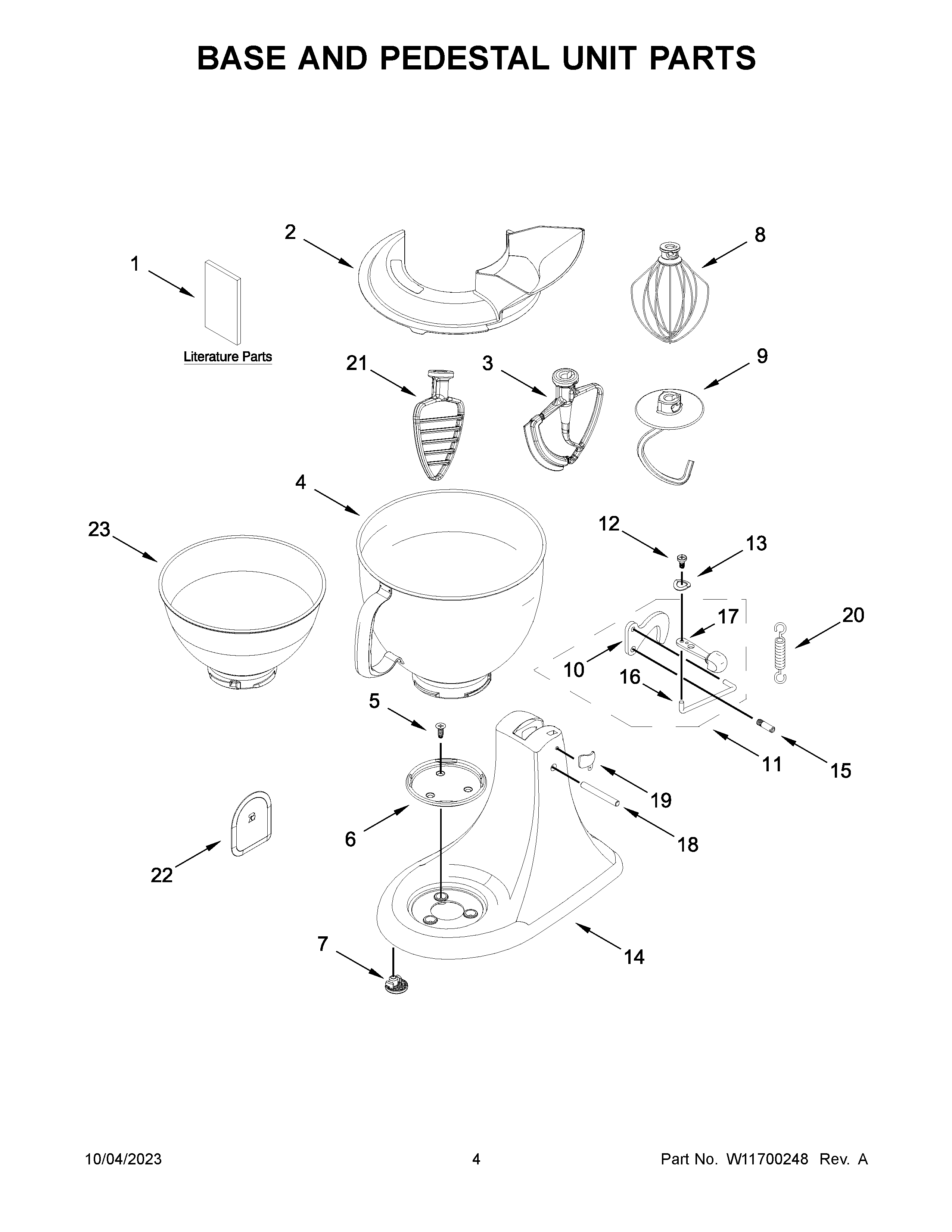 Base and pedestal unit parts