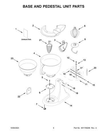 Base and pedestal unit parts