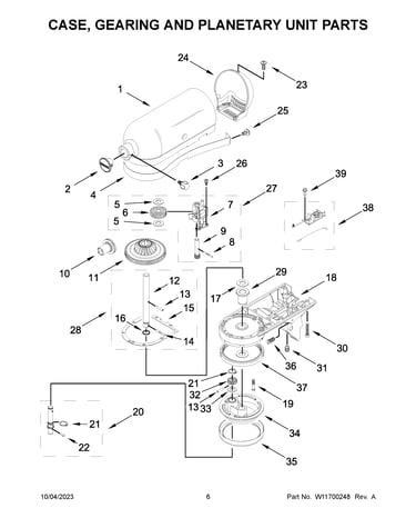 Case, gearing and planetary unit parts
