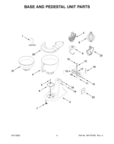 Base and pedestal unit parts