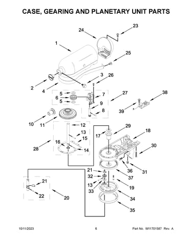 Case, gearing and planetary unit parts