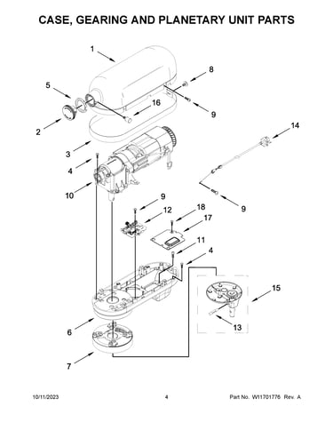 Case, gearing and planetary unit parts
