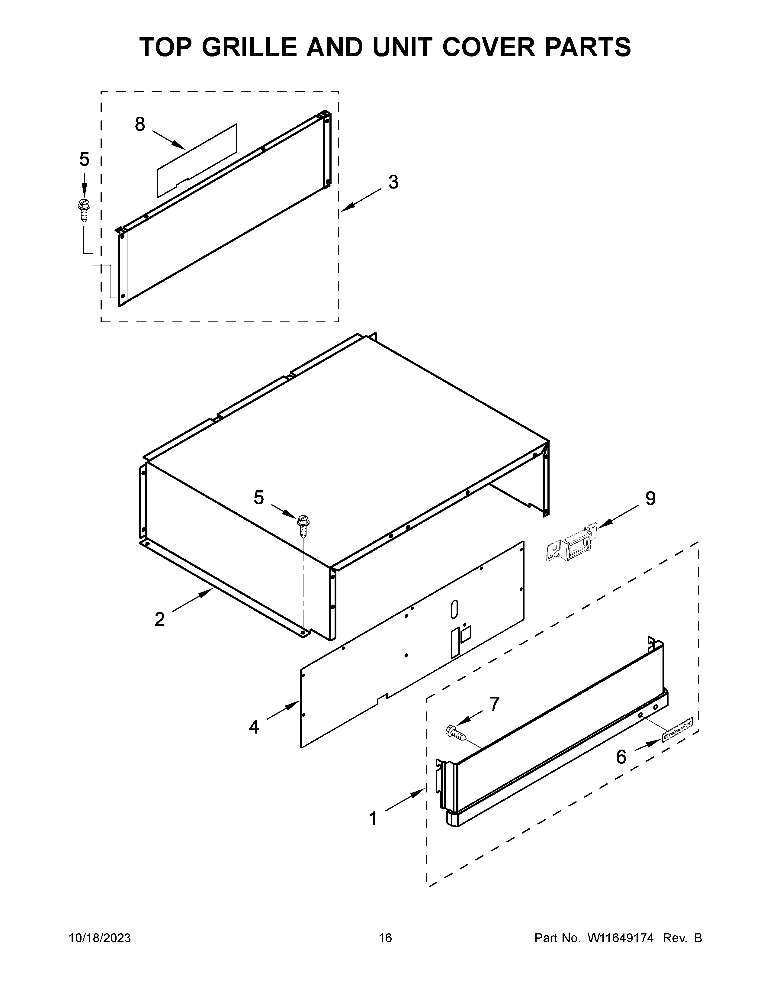 Top grille and unit cover parts