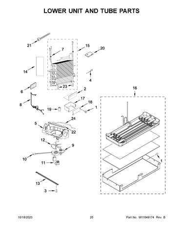 Lower unit and tube parts