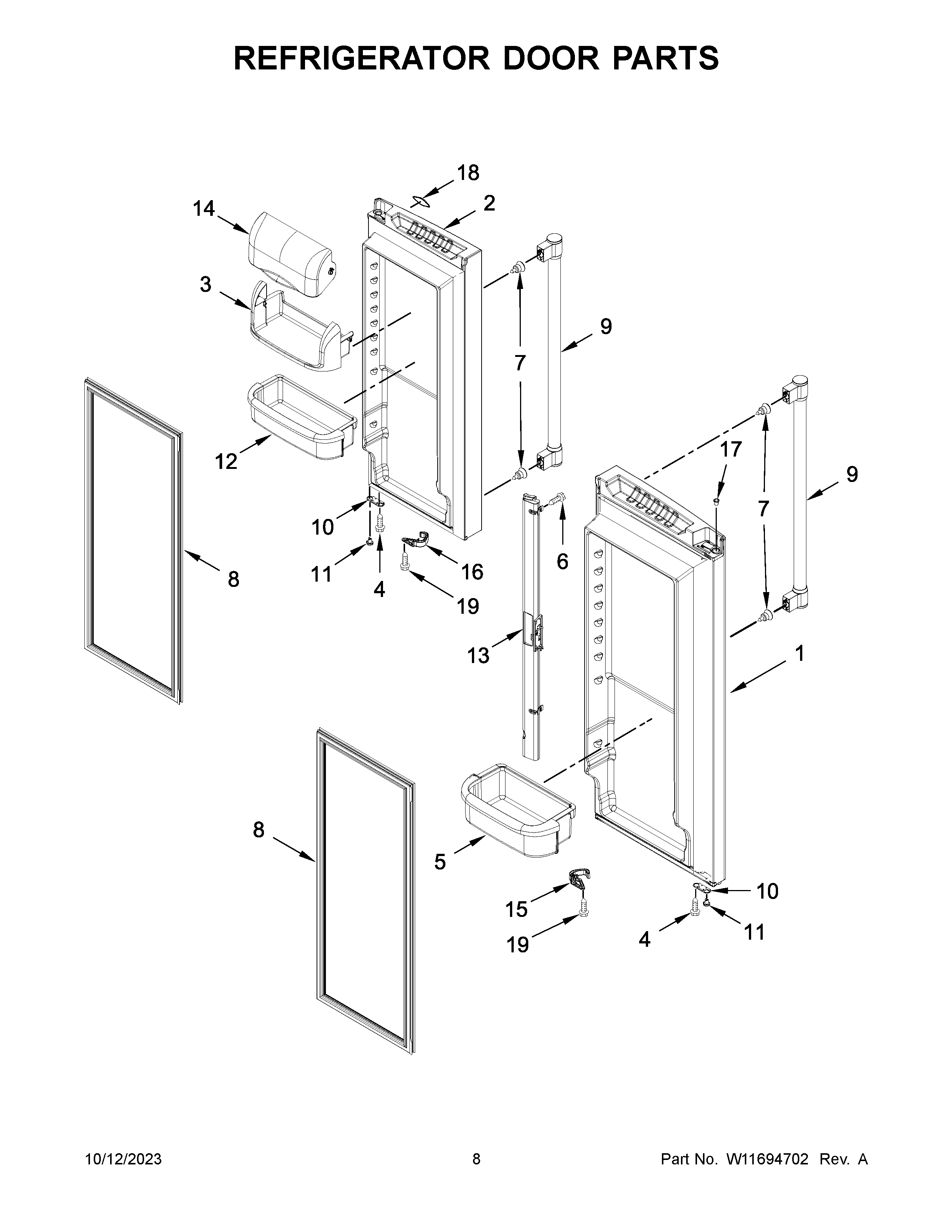 Refrigerator door parts