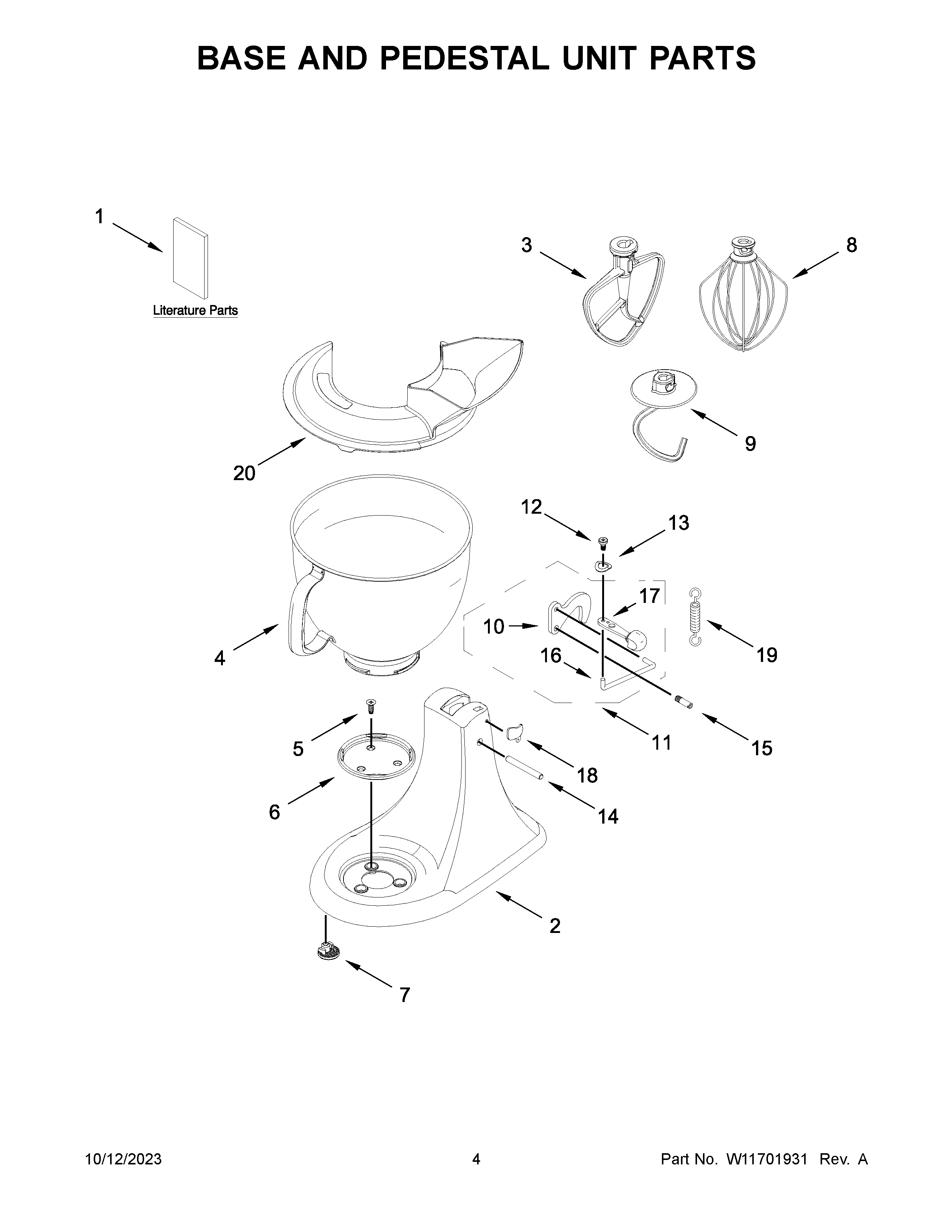 Base and pedestal unit parts