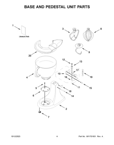 Base and pedestal unit parts