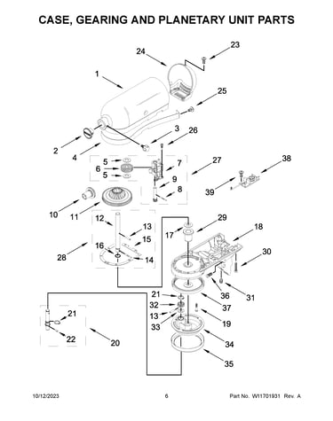 Case, gearing and planetary unit parts