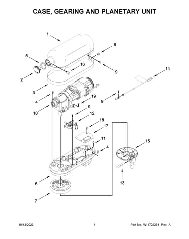 Case, gearing and planetary unit