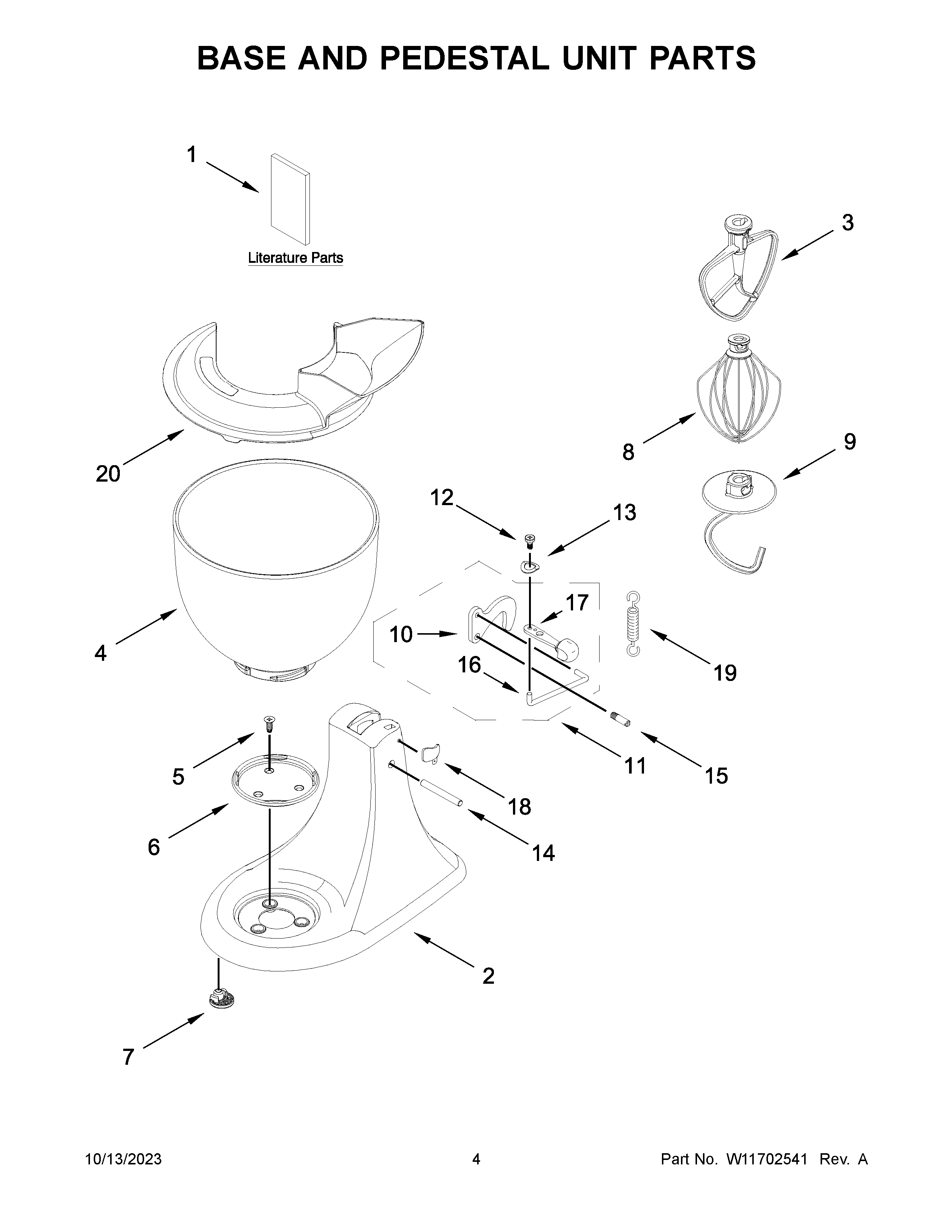 Base and pedestal unit parts