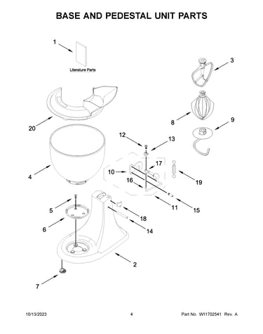 Base and pedestal unit parts