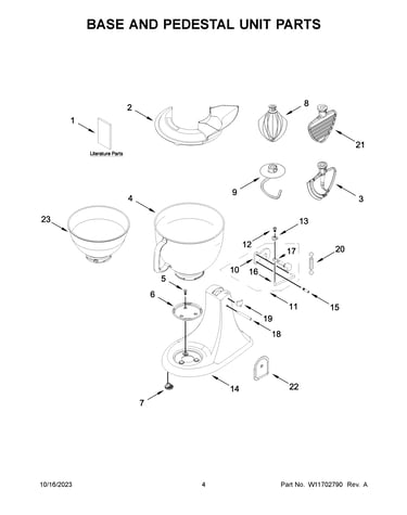 Base and pedestal unit parts