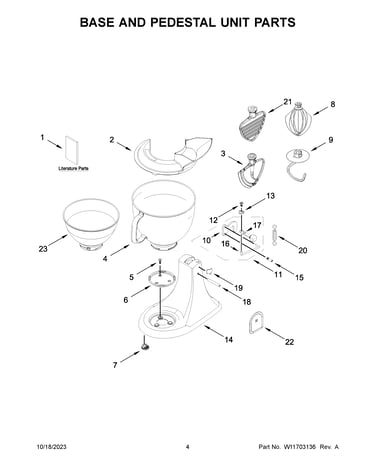 Base and pedestal unit parts