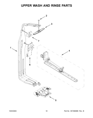 Upper wash and rinse parts