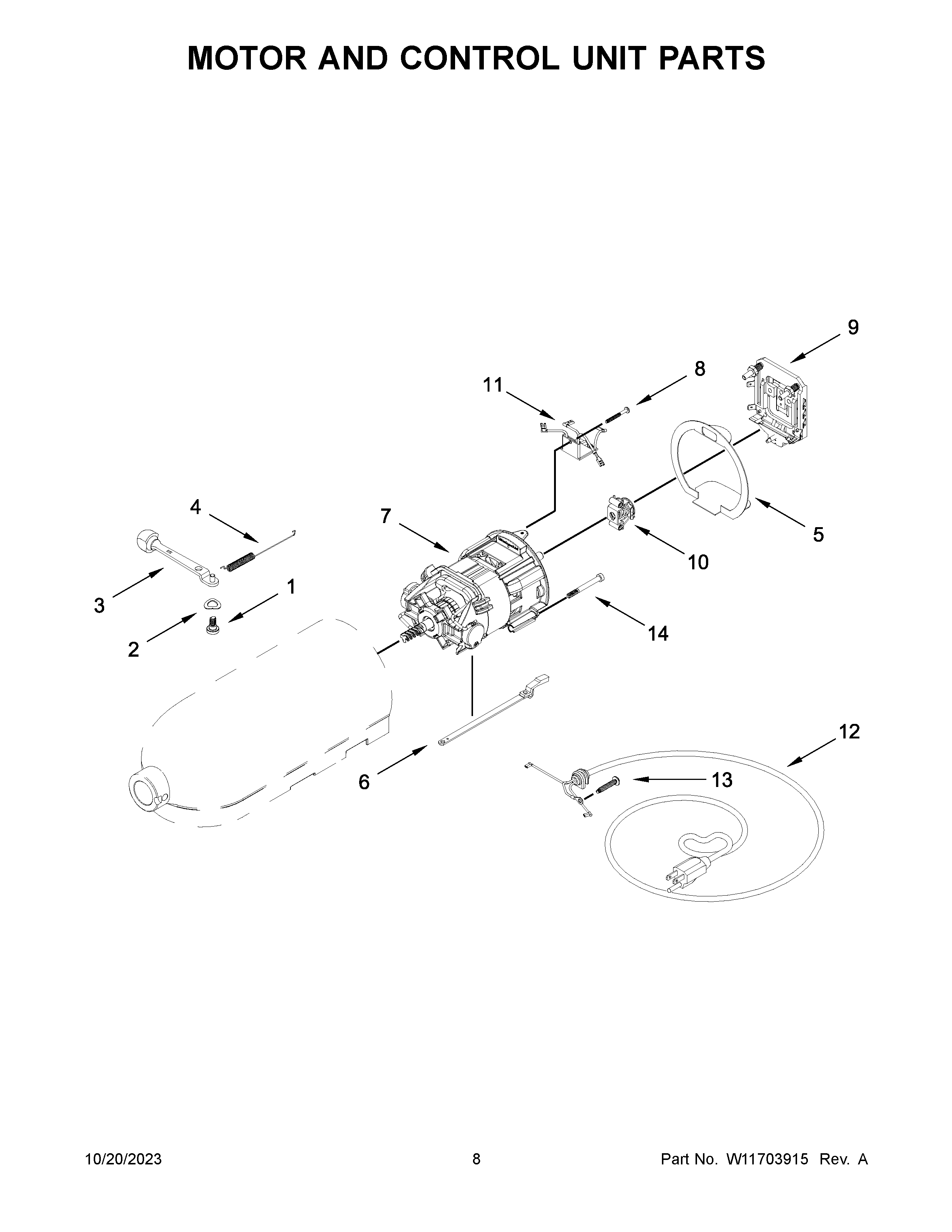 Motor and control unit parts