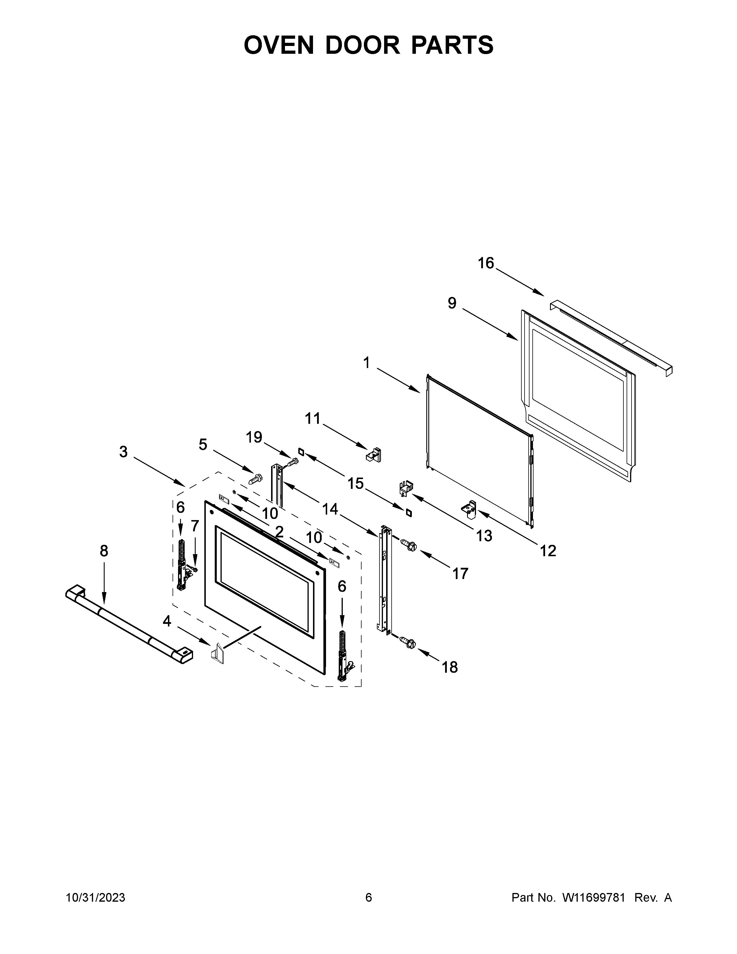 Oven door parts