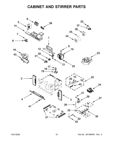 Cabinet and stirrer parts
