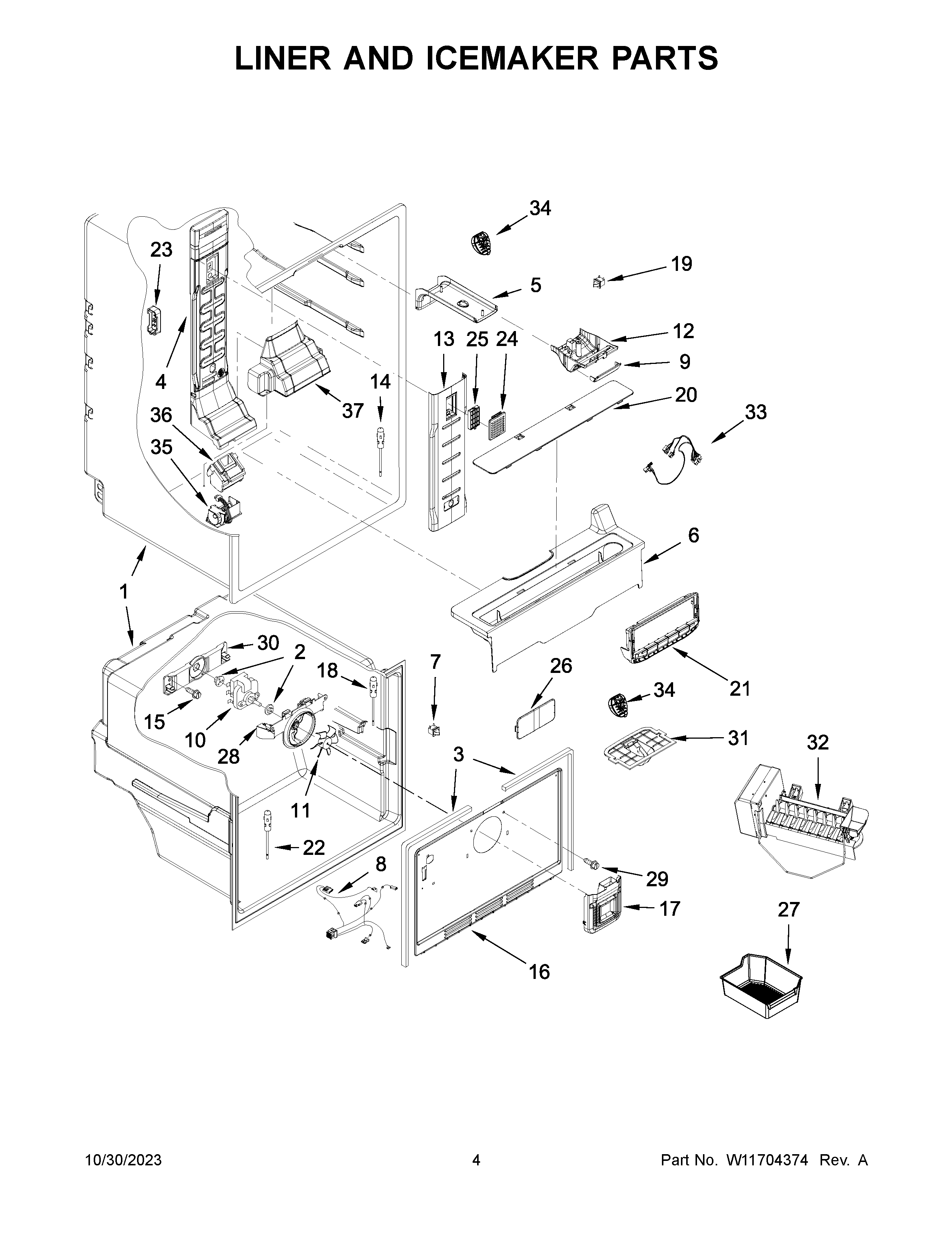 Liner and icemaker parts