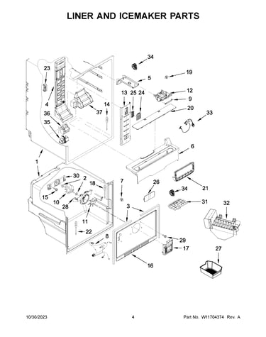 Liner and icemaker parts