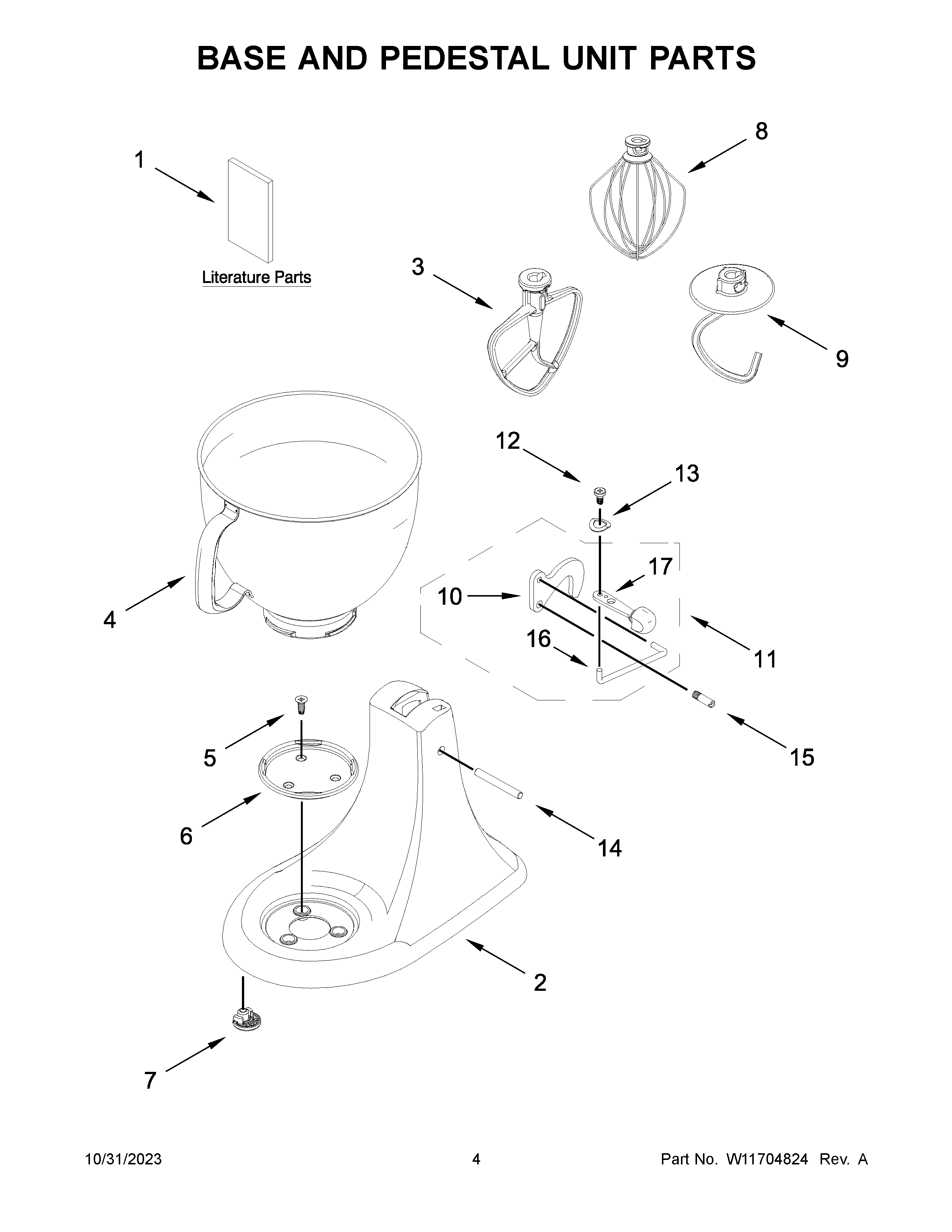 Base and pedestal unit parts