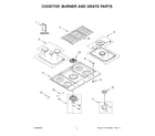 KitchenAid KCGS550ESS06 cooktop, burner and grate parts diagram
