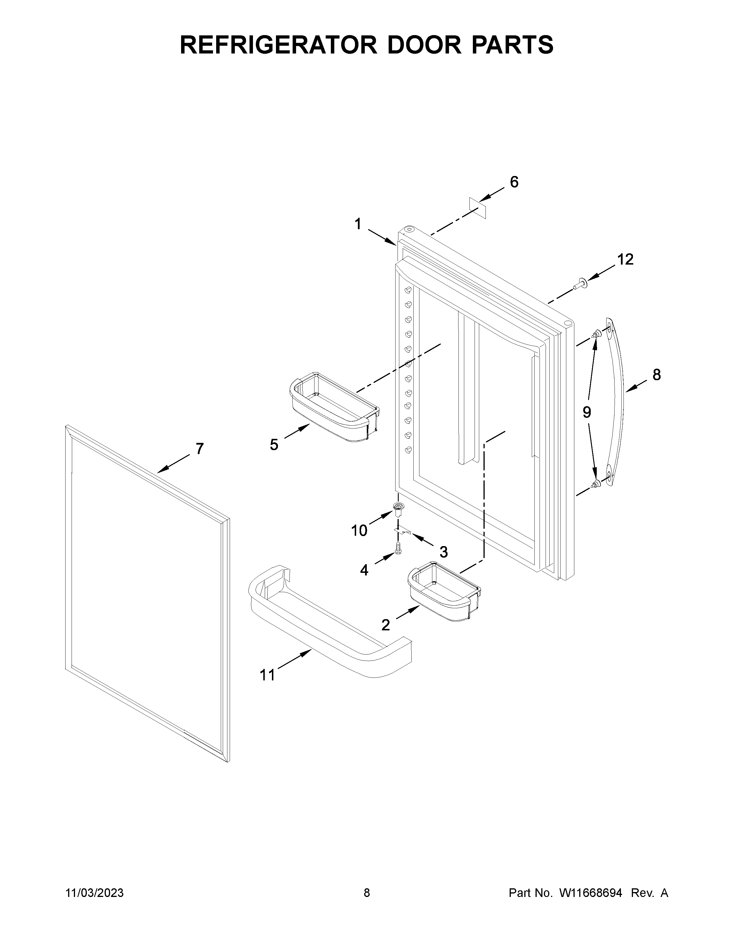 Refrigerator door parts