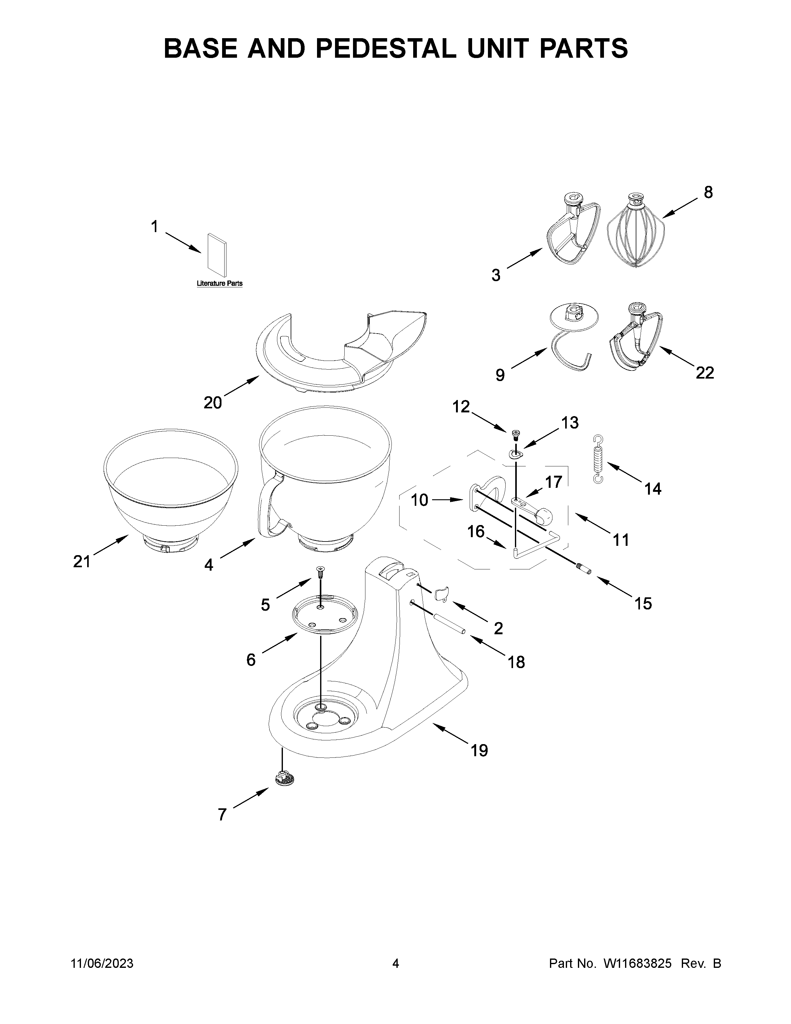 Base and pedestal unit parts