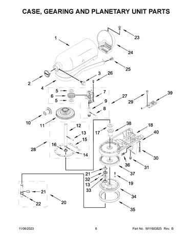 Case, gearing and planetary unit parts