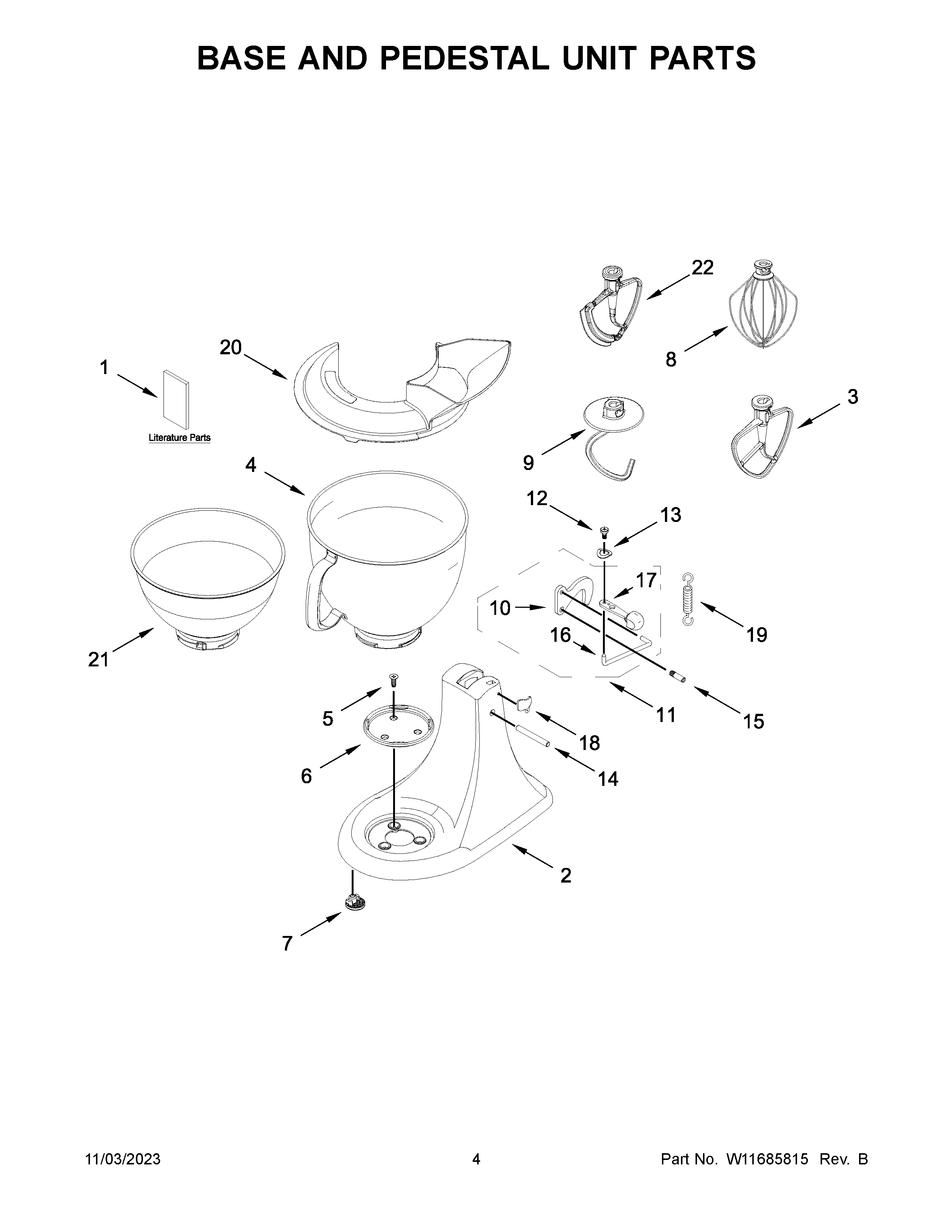 Base and pedestal unit parts