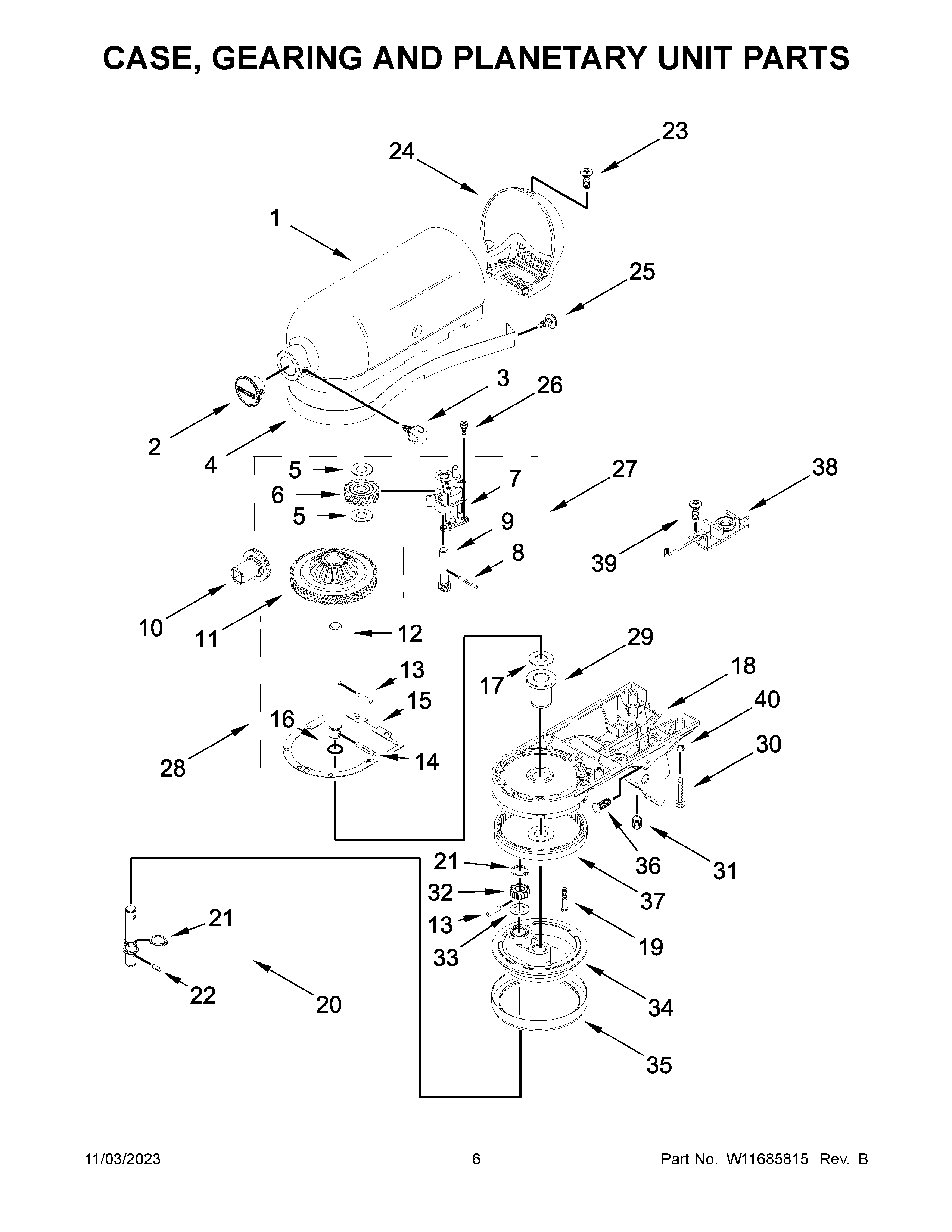 CASE, GEARING AND PLANETARY UNIT PARTS