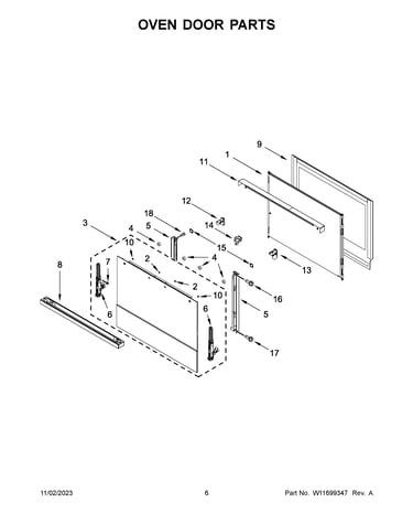 Oven door parts