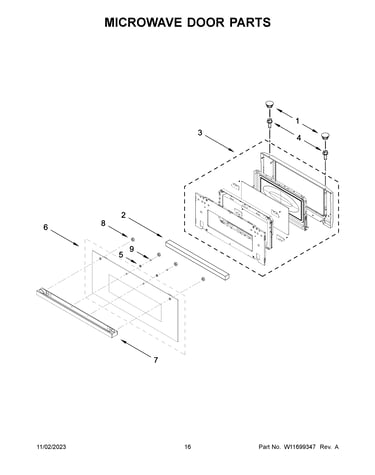 Microwave door parts