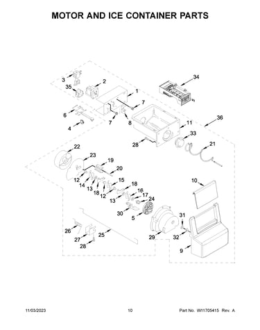 Motor and ice container parts